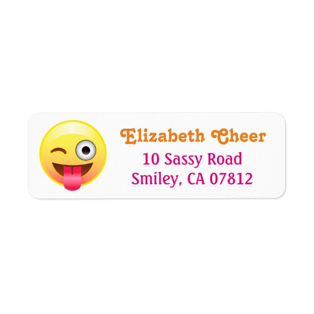 Winky Tongue Out Emoji Return Address Label (Front)