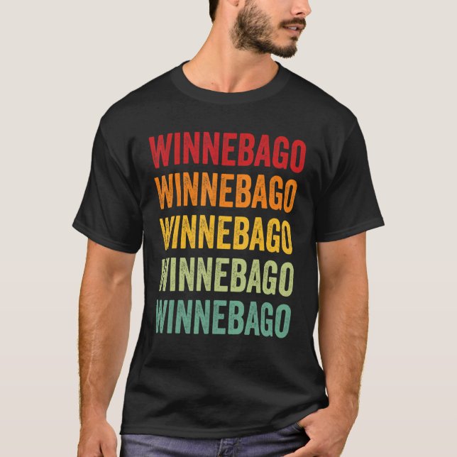 Winnebago County Illinois Rainbow Text Design T-Shirt (Front)