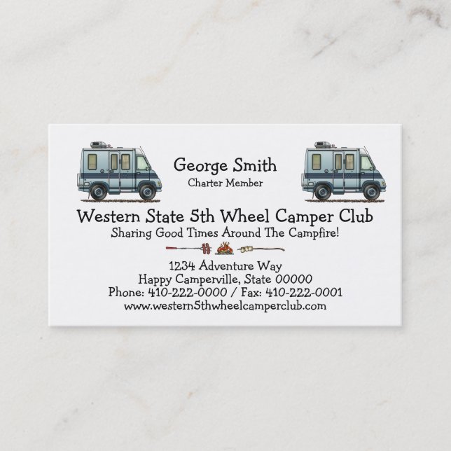 Winnebago LeSharo Camper RV Business Card (Front)