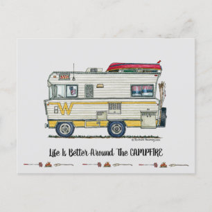 WINNEBAGO RV happy camper art print Cute whimsical Postcard