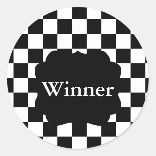 Winner Checkered Flag Racing Pattern Classic Round Sticker