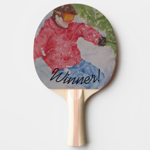 Winner Down Hill Snow Skier Ping Pong Paddle