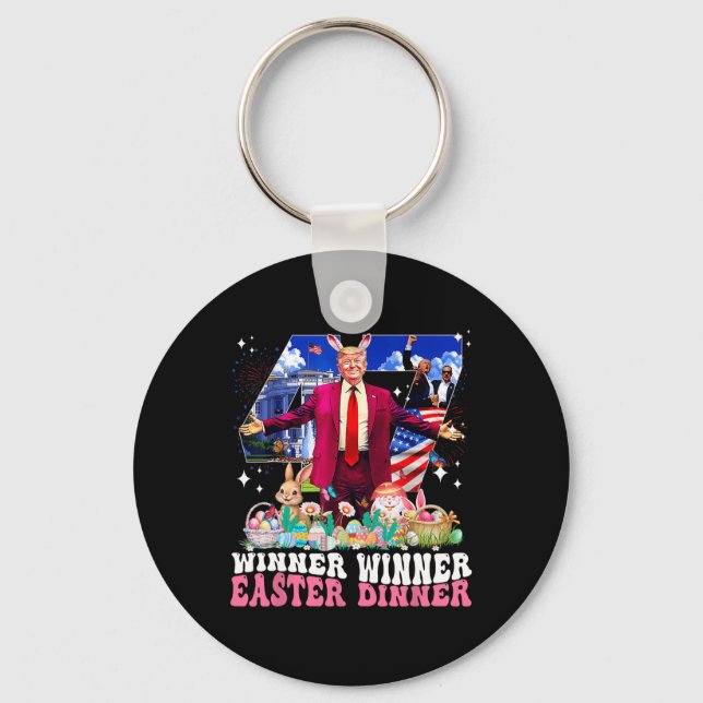 Winner Easter Dinner Trump Bunny Hunt Eggs Happy E Keychain (Front)