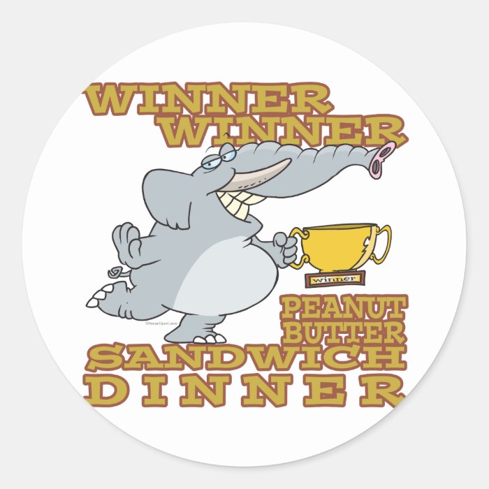 winner elephant peanut butter sandwich dinner round sticker