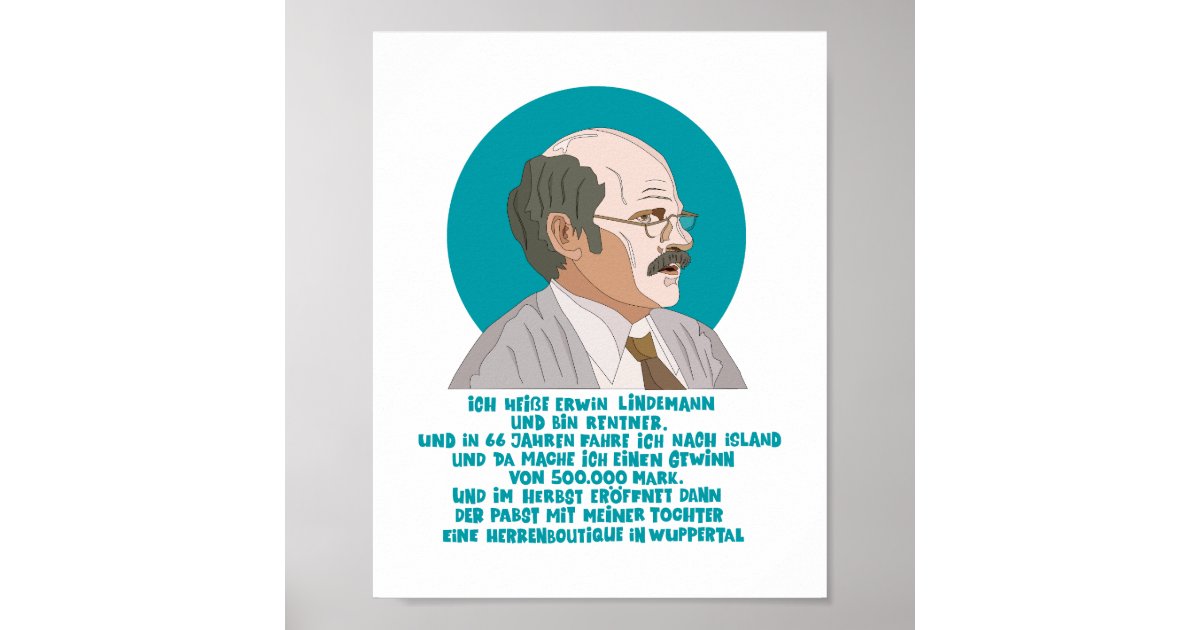 Winner Erwin Lindemann Loriot Funny Poster Zazzle