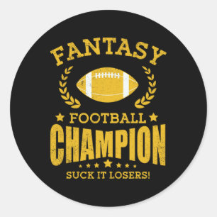 Winner Fantasy Football Champ Champion Draft Footb Classic Round Sticker