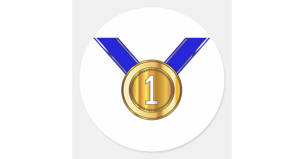 Winner Gold Medal With Ribbon Classic Round Sticker | Zazzle