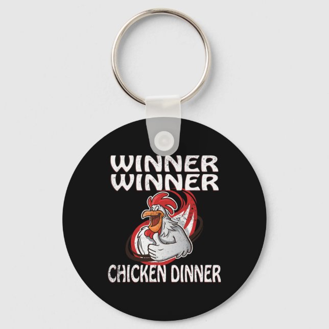 Winner Loser Video Game Chicken Dinner Game Player Keychain (Front)