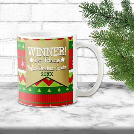 Winner Prize Ugly Christmas Sweater Pattern Mug