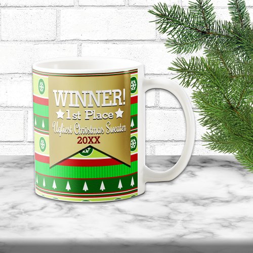 WINNER Prize Ugly Christmas Sweater Pattern Mug
