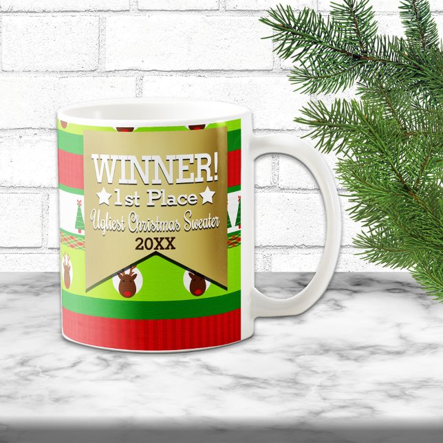 WINNER Prize Ugly Christmas Sweater Pattern Mug (Creator Uploaded)