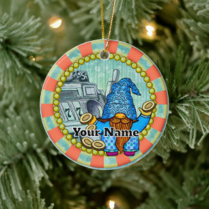 Winner slots gnome ceramic ornament