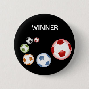 Winner Soccer (Football) Balls on Black Button