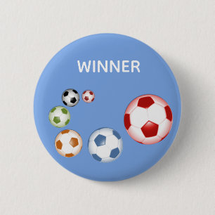 Winner Soccer (Football) Balls on Sky Blue Button