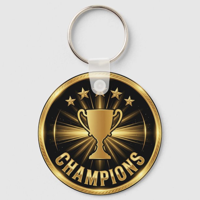 Winner Trophy Gold Crest Keychain (Front)