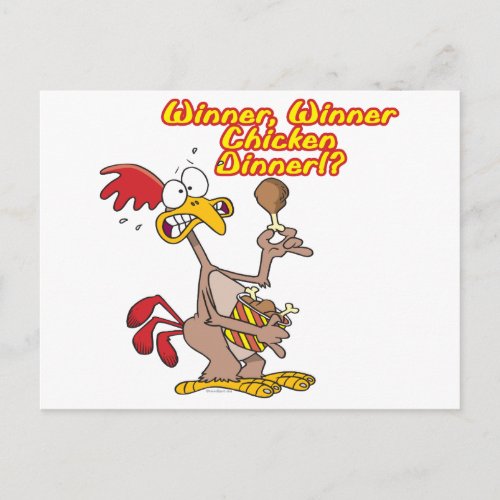 winner winner chicken dinner irony humor postcard