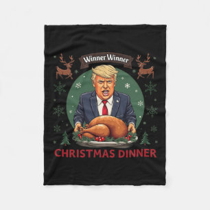 Winner Winner Christmas Dinner Santa Trump Ugly Sw Fleece Blanket