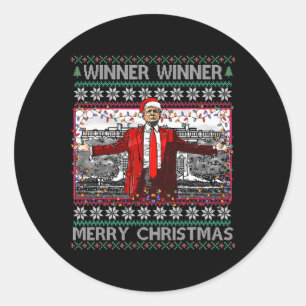 Winner Winner Merry Christmas Funny Santa Trump 20 Classic Round Sticker