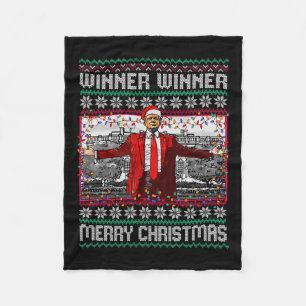 Winner Winner Merry Christmas Funny Santa Trump 20 Fleece Blanket