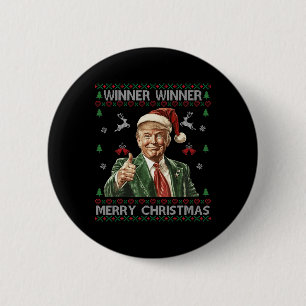 Winner Winner Merry Christmas Trump Santa Ugly Swe Button