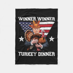 Winner Winner Turkey Dinner Trump Thanksgiving Fun Fleece Blanket