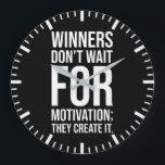 Winners Create Motivation - Hustle Success Grind Large Clock<br><div class="desc">This empowering and motivational gift is ideal for anyone who embraces the hustle and is determined to achieve success in every aspect of life. Perfect for entrepreneurs, business professionals, alpha males, bodybuilders, and powerlifters, it’s designed for those who prioritize wealth, health, and relentless self-improvement. Whether you're striving for financial success...</div>