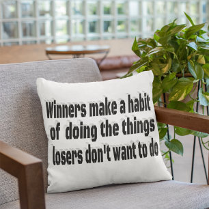 Winners Habits Motivational Quote Throw Pillow
