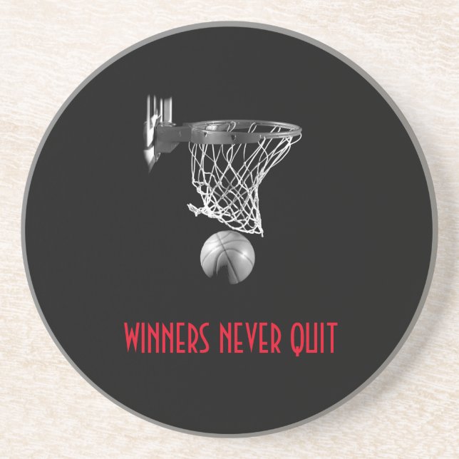 Winners Never Quit Basketball Coaster (Front)