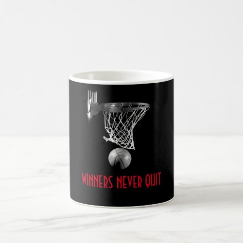 Winners Never Quit Basketball Coffee Mug