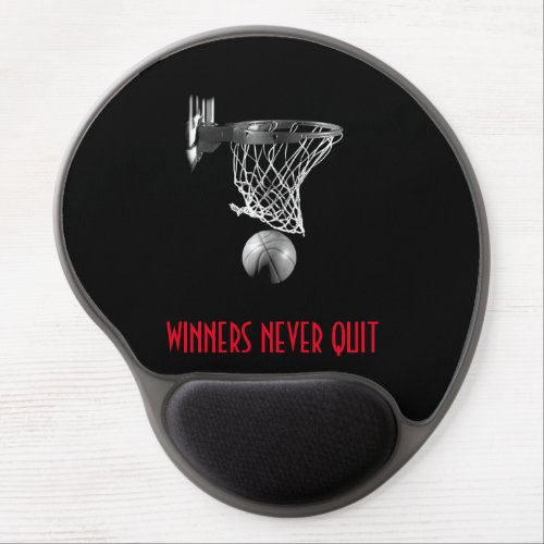 Winners Never Quit Basketball Gel Mouse Pad