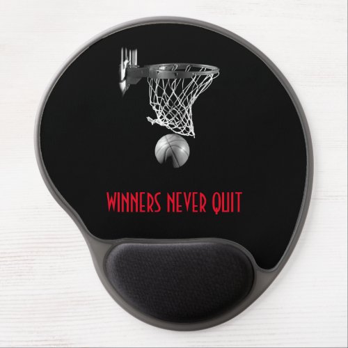 Winners Never Quit Basketball Gel Mouse Pad