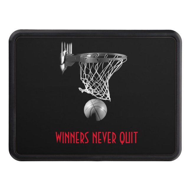 Winners Never Quit Basketball Hitch Cover (Front)