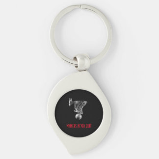Winners Never Quit Basketball Keychain