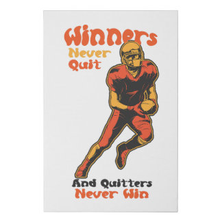 Winners Never Quit Football Motivation Quote Faux Canvas Print