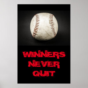 Winners Never Quit Inspirational Baseball Poster