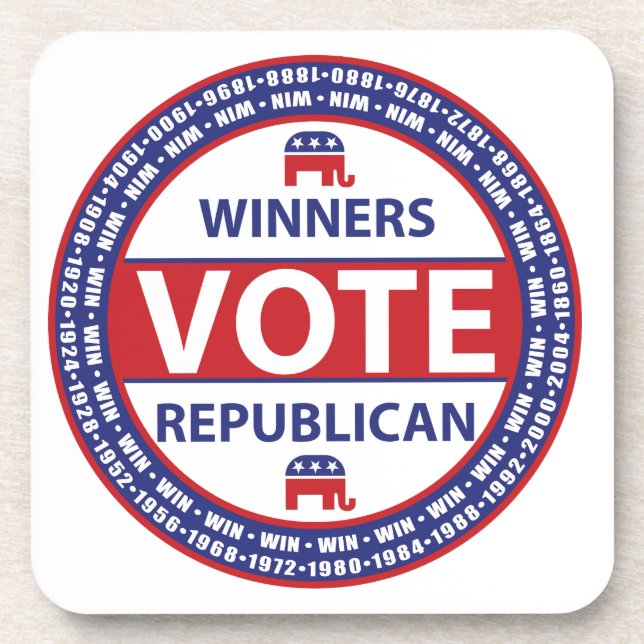 Winners Vote Republican Beverage Coaster (Front)