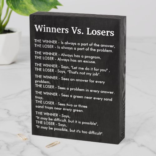 Winners Vs Losers Wooden Box Sign