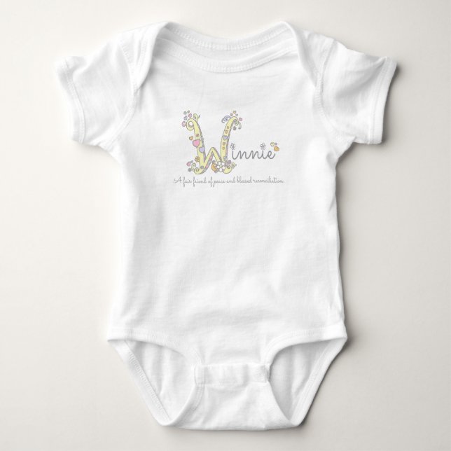 Winnie girls name meaning W monogram hearts Baby Bodysuit (Front)
