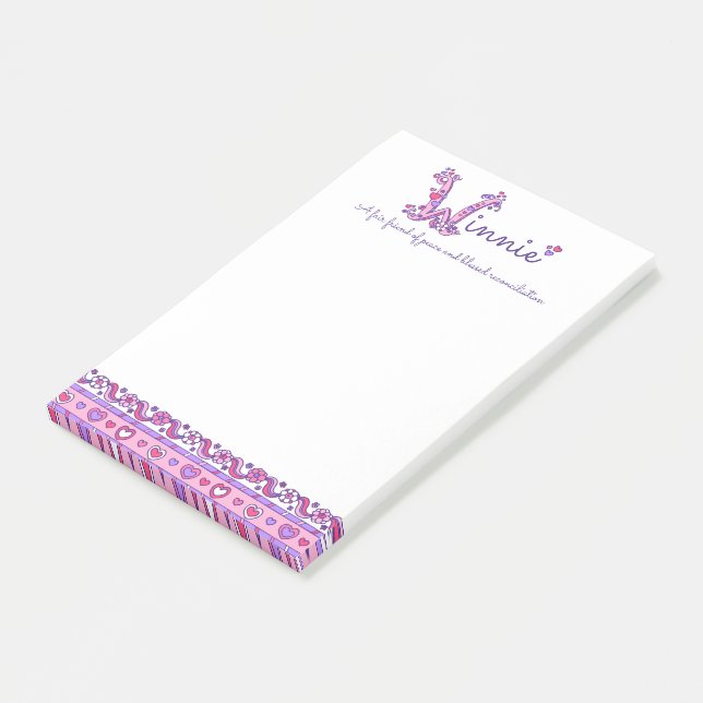 Winnie letter W name meaning pink purple Post-it Notes (Angled)