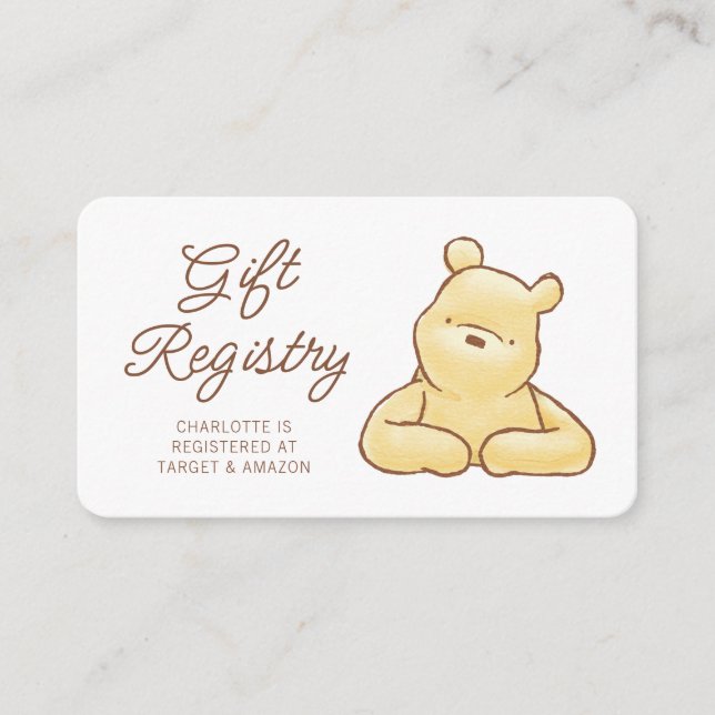Winnie the Pooh 100 Acre Baby Shower Gift Registry Enclosure Card (Front)
