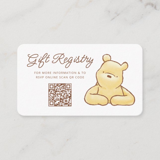 Winnie the Pooh 100 Acre Baby Shower Gift Registry Enclosure Card (Front)