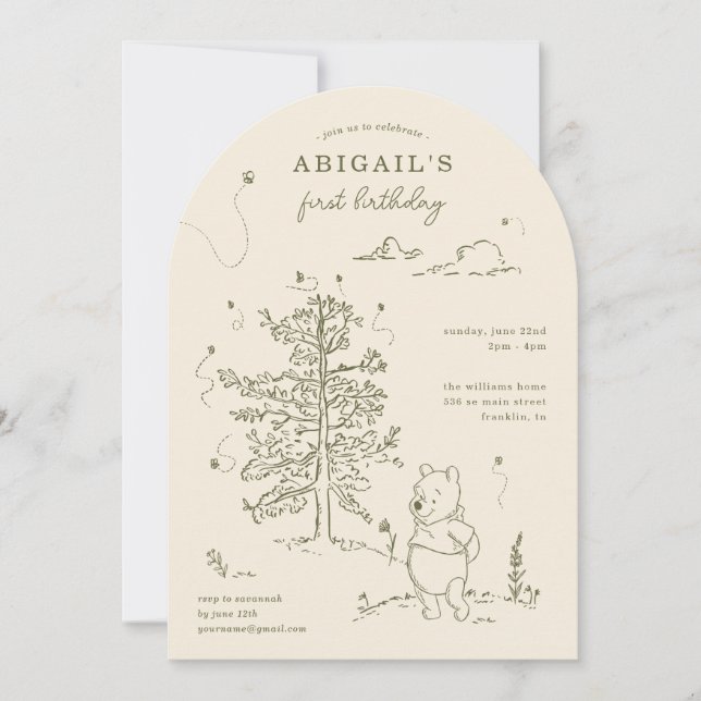 Winnie the Pooh 100 Acre Wood Birthday Arch Invitation (Front)