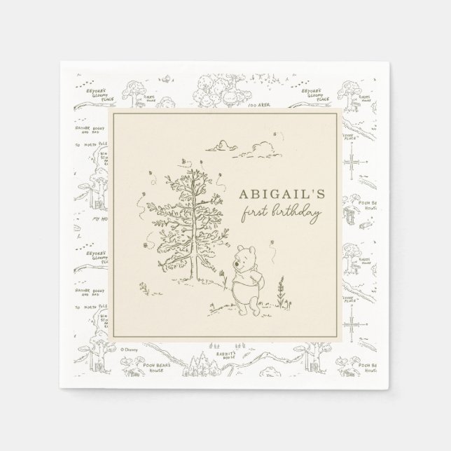 Winnie the Pooh 100 Acre Wood Birthday Arch Napkins (Front)
