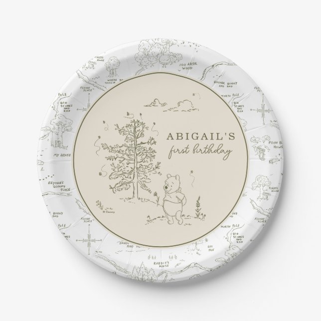 Winnie the Pooh 100 Acre Wood Birthday Arch Paper Plates (Front)