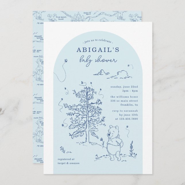 Winnie the Pooh 100 Acre Wood Boy Baby Shower Invitation (Front/Back)