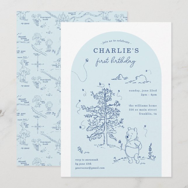 Winnie the Pooh 100 Acre Wood Boy Birthday  Invitation (Front/Back)