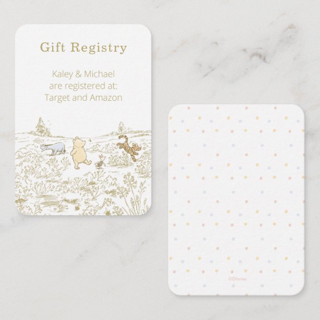 Winnie the Pooh 100 Acre Wood Gift Registry Enclosure Card (Front/Back)