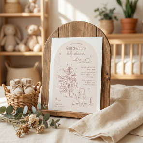 Winnie the Pooh 100 Acre Wood Girl Baby Shower Invitation