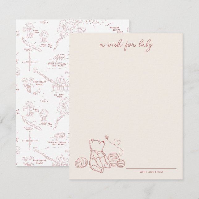 Winnie the Pooh 100 Acre Wood Girl Baby Shower Note Card (Front/Back)
