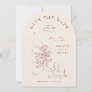 Winnie the Pooh 100 Acre Wood Girl Baby Shower Save The Date